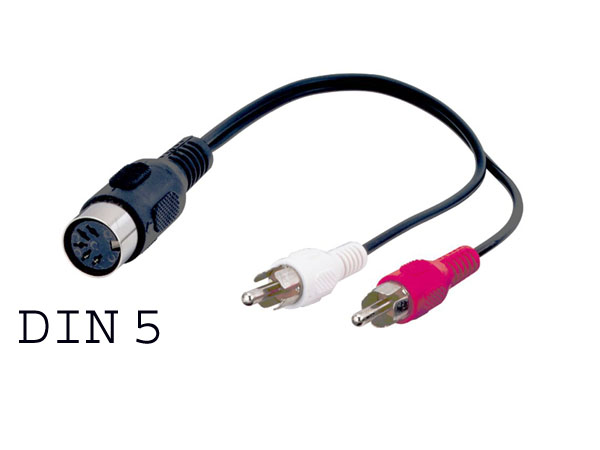 din5f2rca Raccord adaptateur audio stro DIN 5 broches femelle IN+ OUT vers 2 RCA males 