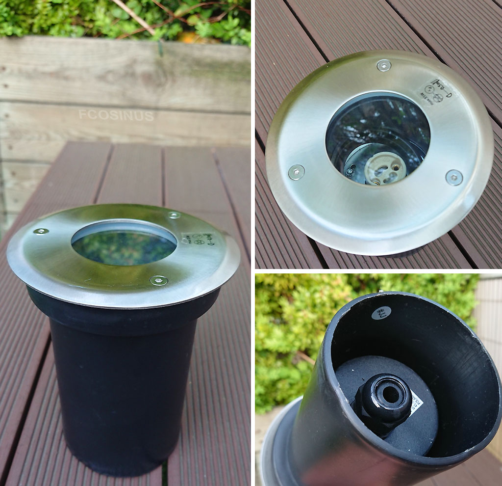 dl35 Spot encastrable extérieur étanche IP 67 Aluminium GU10 230v rond 12cm pour sol de terrasse béton ou bois, jardin et plage de piscine Image dl35 Fcosinus