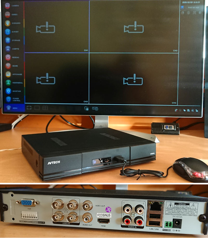 dvr4 Enregistreur Vidéosurveillance DVR H265 pour 1 à 4 caméras BNC standard ou Full HD AHD / CVI / TVI avec connexion Internet / iphone / Android / Eagle Eyes. Boitier compact Image dvr4 Fcosinus