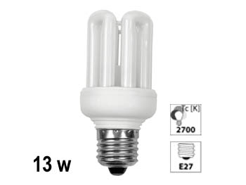 e274u13 Ampoule E27 courte basse consommation fluocompacte blanc chaud 13w 230v