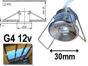 esle821c mini Spot encastrable G4 12v diamtre 3cm, Chrom, idal pour structure de vranda