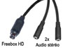 Cordon cable audio stéréo blindé mini din 9 broches pour Freebox HD vers double jack 3.5mm femelle L=2x10cm