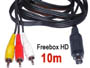 Cordon cable vidéo + audio stéréo mini din 9 broches pour Freebox HD vers 3 rca male L=10m
