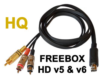 fbx2av2hq Cordon cable vidéo blindé + audio stéréo mini din 9 broches pour Freebox HD vers 3 rca HQ métal male L=1,4m