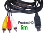 Cordon cable vido + audio stro mini din 9 broches pour Freebox HD vers 3 rca male L=5m