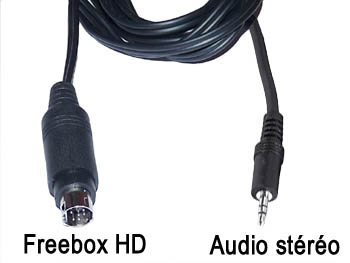 fbx2jk Cordon cable audio stéréo blindé mini din 9 broches pour Freebox HD vers jack 3.5mm male L=2m