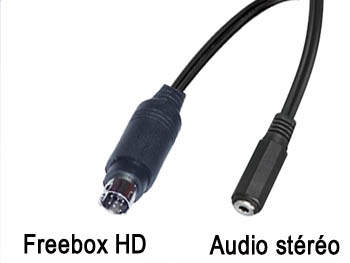 fbx2jkf Cordon cable audio stéréo blindé mini din 9 broches pour Freebox HD vers jack 3.5mm femelle L=10cm