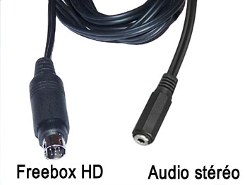 fbx2jkf14 Cordon cable audio stéréo blindé mini din 9 broches pour Freebox HD vers jack 3.5mm femelle L=1,4m