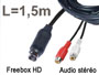 Cordon cable adaptateur audio stro blind mini din 9 broches pour Freebox HD vers 2 RCA femelles L=1,5m