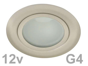 gavi815 Spot encastrable extra plat halogene 12v 20w G4 alu brossé pour faux plafond faible profondeur avec ampoule halogène fournie