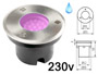 Spot LED 220v 230v 2w ROSE, Rond, tanche IP67 pour l'exterieur. Faible profondeur. Encastrable pour sol de terrasse & jardin