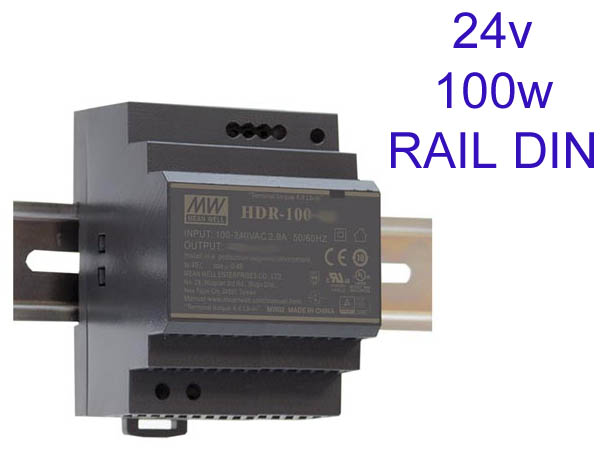 hdr10024 Alimentation transformateur 230v vers 24v pour tableau electrique en rail DIN compatible LED jusqu' 100w