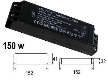 het150n TRANSFORMATEUR ELECTRONIQUE 230 - 12v 150VA pour clairage halogne 50w  150w