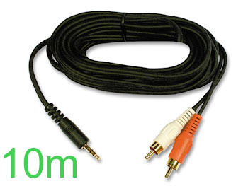 jk2rca10 Cordon audio stereo jack 3.5 vers 2 rca L=10m pour PC vers ampli stro