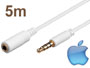 Rallonge jack 3.5mm 4 contacts L=5m blanc male femelle pour Apple iPod, iPhone, iPad  