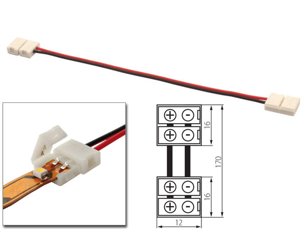 Connecteur ruban led 8mm avec cable