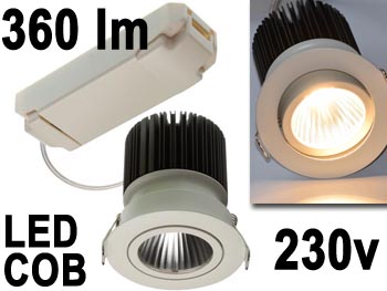 leda40ww Spot encastrable orientable pour faux plafond 230v 4.4w LED 350mA COB 360lm