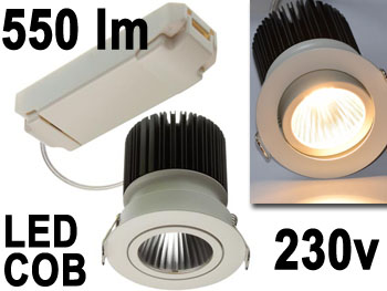 leda41ww Spot encastrable orientable pour faux plafond 230v 6.5w LED 350mA COB 550lm