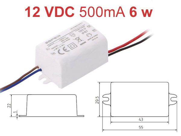 Alimentation électronique LED 6W 12V