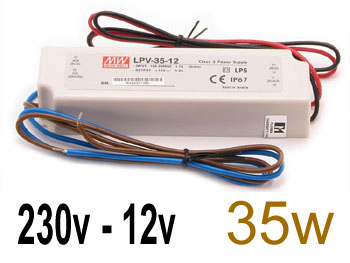 lpv3512 Alimentation transformateur étanche ip67 isolé 230v vers 12v spécial LED jusqu'à 35w