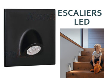 mefis30b Petit spot encastrable mural carr  LED 12v noir pour escalier , bas de mur , couloir ...