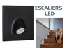 Petit spot encastrable mural carr  LED 12v noir pour escalier , bas de mur , couloir ...