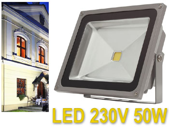 mondo50 Projecteur extrieur haute puissance LED 230v 50w 3010 Lm pour clairage de facade, bosquets et arbres