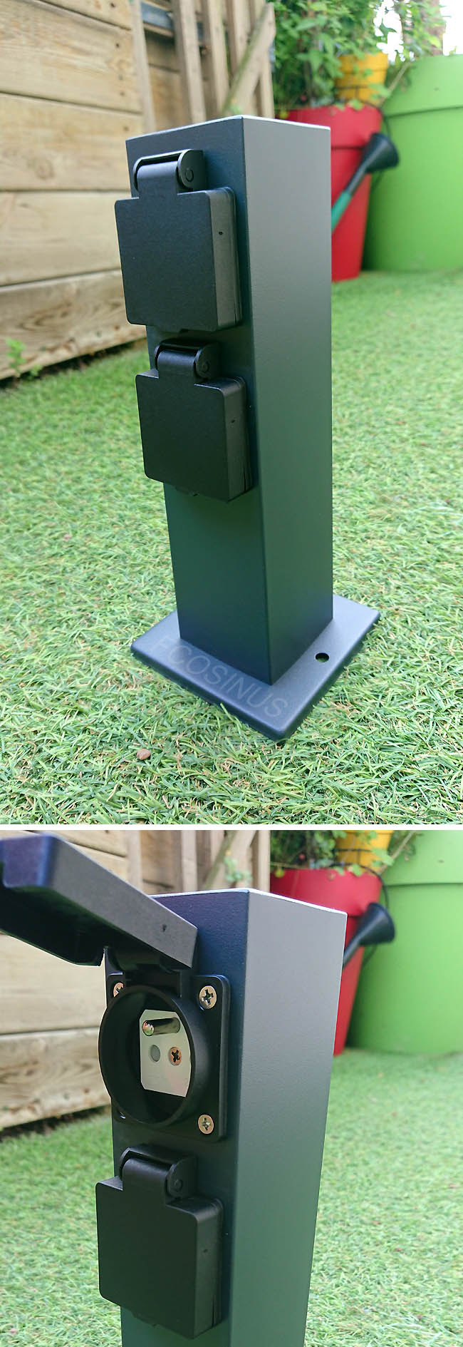 nasto2soc Potelet de jardin 25cm avec 2 prises secteur 230v 16A étanche IP44 Image nasto2soc Fcosinus