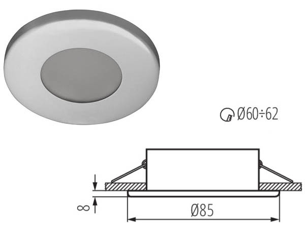 niram4703 Spot encastrable tanche 12v MR16 pour faux plafond de salle de bain et douche, chrom brillant