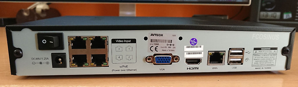 nvr4 Enregistreur NVR 4 canaux H265 4K 120Fps POE pour cameras IP Avtech 1.3, 2, 5 et 8 mégapixels. compatible iphone / Android EAGLE EYES Image nvr4 Fcosinus