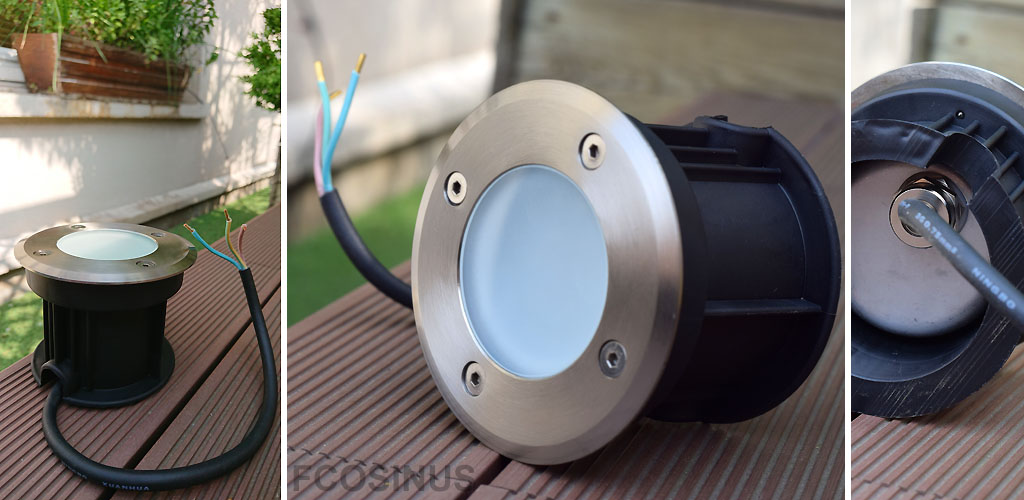odrog7010blbt12v Spot LED 12v 1.5w bleu, Rond, étanche IP67 pour l'exterieur. Inox 316L, Faible profondeur. Encastrable pour sol de terrasse, jardin et plage de piscine Image odrog7010blbt12v Fcosinus