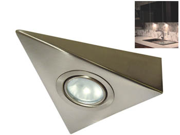 opez4381sl Spot triangle 12v G4 pour plan de travail de cuisine fixation sous meuble haut sans interrupteur ( sans ampoule )