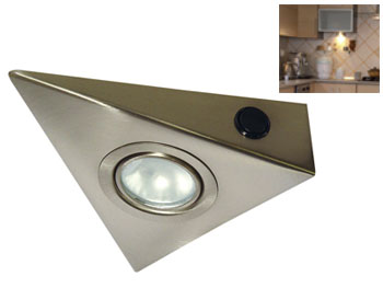 opez4386sl Spot triangle 12v G4 pour plan de travail de cuisine fixation sous meuble haut avec interrupteur ( sans ampoule )