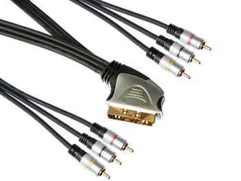 pac411t015 Cordon cable pritel HQ audio + video vers 6 RCA in + out ( 3 RCA entres + 3 RCA sorties )  L=1.5m - promo