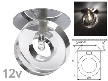 peyo8660 Spot encastrable G4 12v, Chromé et cercle en verre, compatible avec certaine structure de véranda 