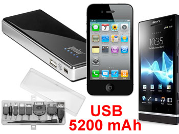 powerb5200 Batterie USB externe portable 5200mA pour Smartphone ( Samsung , Sony Xperia S ... ) / iphone / tablette / ipad