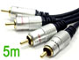 Cordon cable audio stéréo 2 rca vers 2 rca HQ métal blindé L=5m 