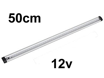 regled50 R�glette LED 50cm 12v haute luminosit� pour �clairage plan de travail de cuisine fixation sous meuble haut ou penderie. Allumage tactile