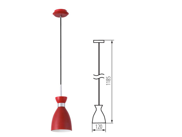 retro14 Suspension vintage FARO 20018 srie retro en mtal rouge 230v E14