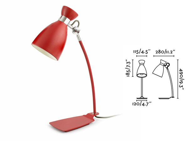 retro20005 Lampe de table ou bureau  poser vintage FARO 20005 srie retro en mtal rouge 230v E14