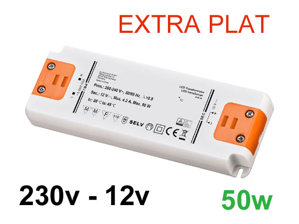 set5012 Alimentation transformateur extra plat 230v vers 12v spcial LED jusqu' 50w