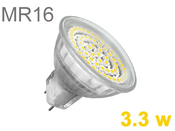 smdmr16ww60 Ampoule LED MR16 12v AC DC 3.3w 260Lm 120 Blanc chaud 3000k 