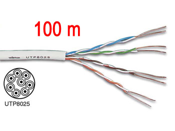 utp8025 cable 8 conducteurs ( 4 paires UTP Cat5E ) compatible Velbus et ethernet  - bobine de 100m