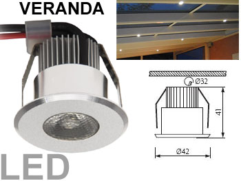 mini spot encastrable LED 350mA faible diamètre 42mm  spécial chevron de véranda